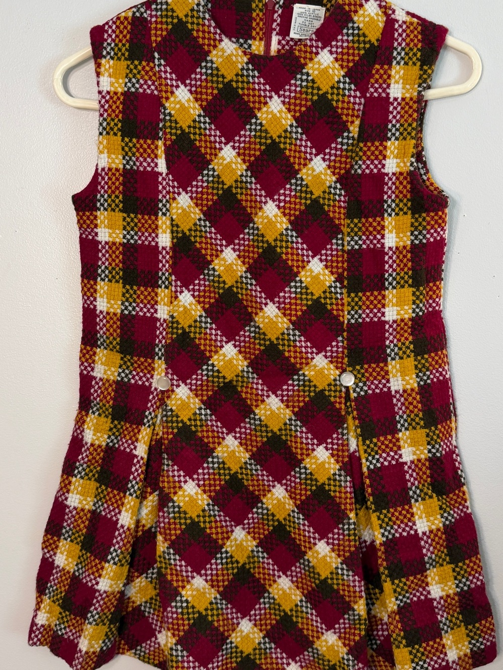 Sears vintage 1960’s/ 1970’s sears plaid mod shift dress 10 burgundy preppy fall